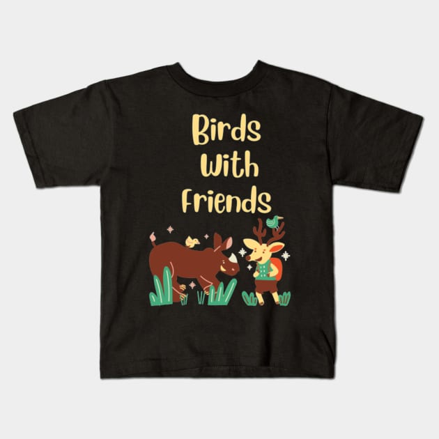 Birds With Friends- Animal lovers and nature lover Kids T-Shirt by ClipaShop